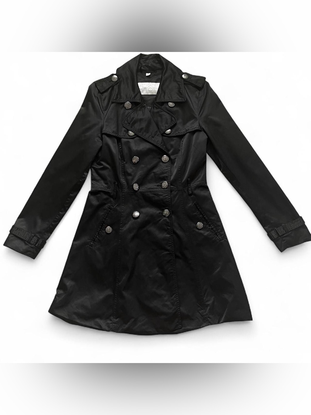 Jessica Simpson Black Double-Breasted Trench Coat